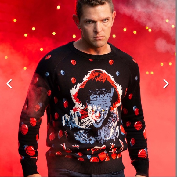 NWT-Fun IT the movie Pennywise ugly sweater size XL - Picture 2 of 9